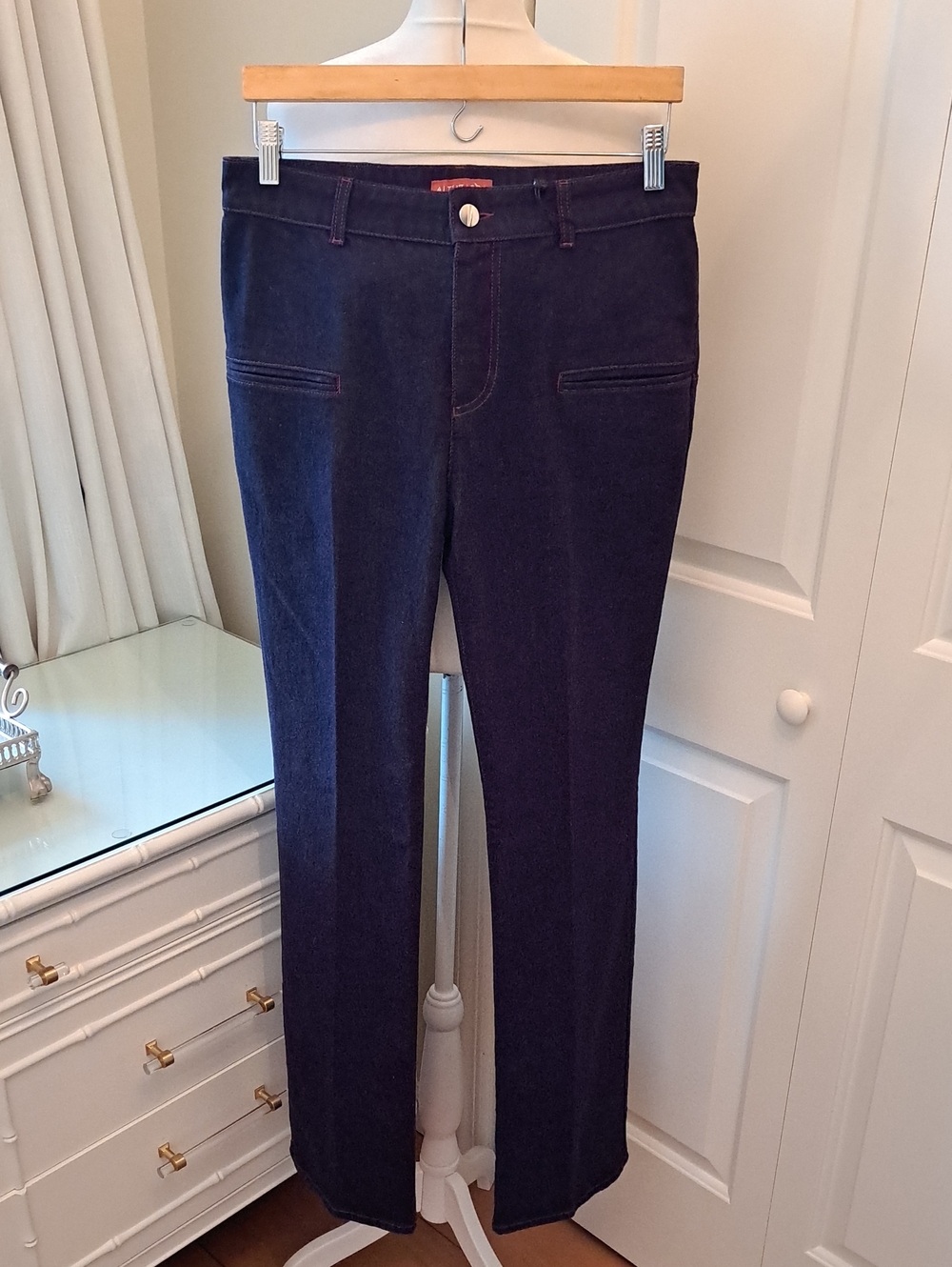 NWT ALTUZARRA Womens Serge Berry Blue Dark Stretch Denim Trouser Jeans 42/10-12